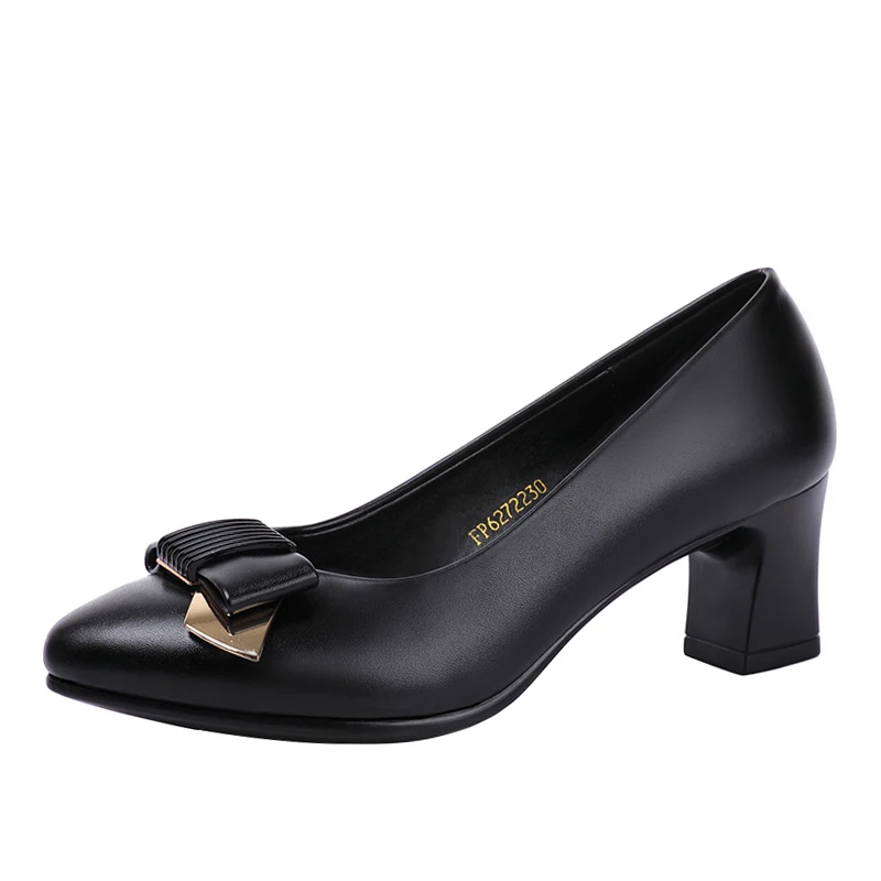 Женская офисная обувь на высоком каблуке из металлической кожи модельные туфли