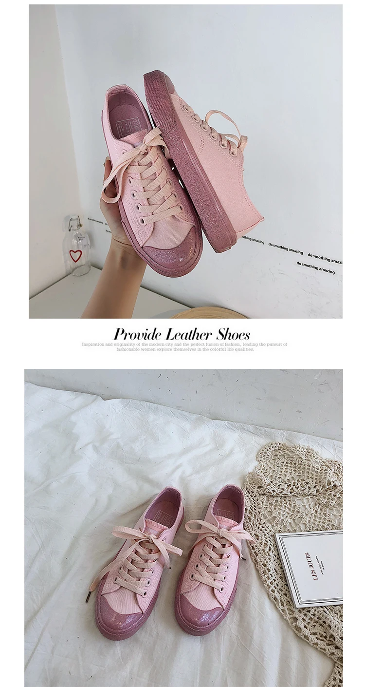 Pink canvas walking shoes girl heart female students Korean version of the wild cute breathable sports shoes M2-79