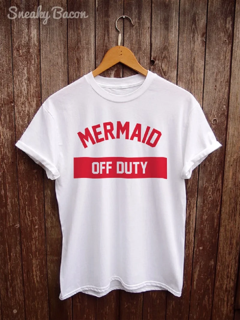 Женская модная футболка с надписью Mermaid off Duty летняя в стиле Харадзюку