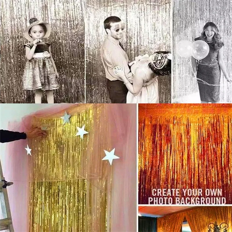 1*3 м металлическая фольга занавес свадебный фон мишура бахрома занавеска для дня