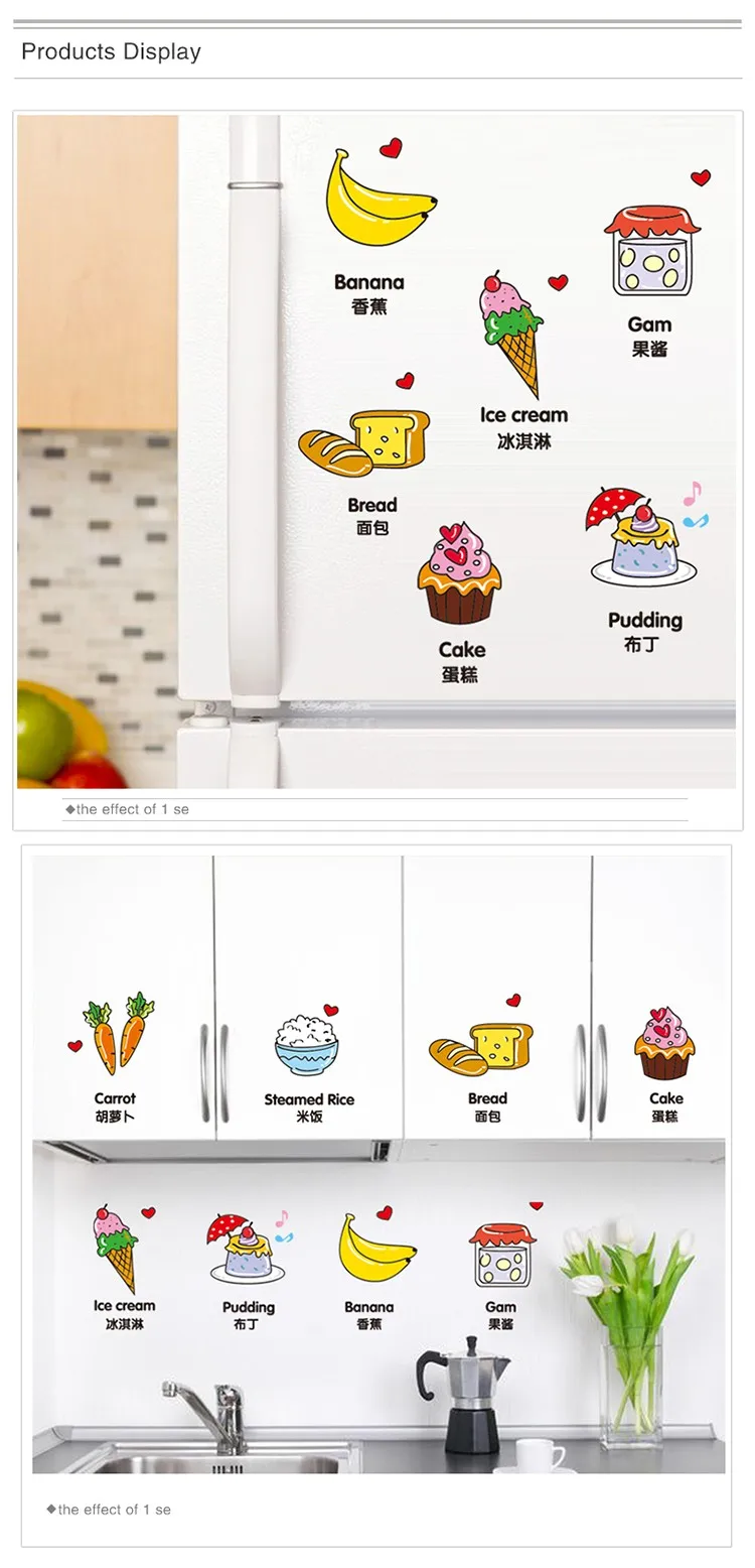 [SHIJUEHEZI] кухонная наклейка s ПВХ материал DIY мультфильм посуда для приготовления пищи наклейка для домашнего шкафа холодильника плитка украшения
