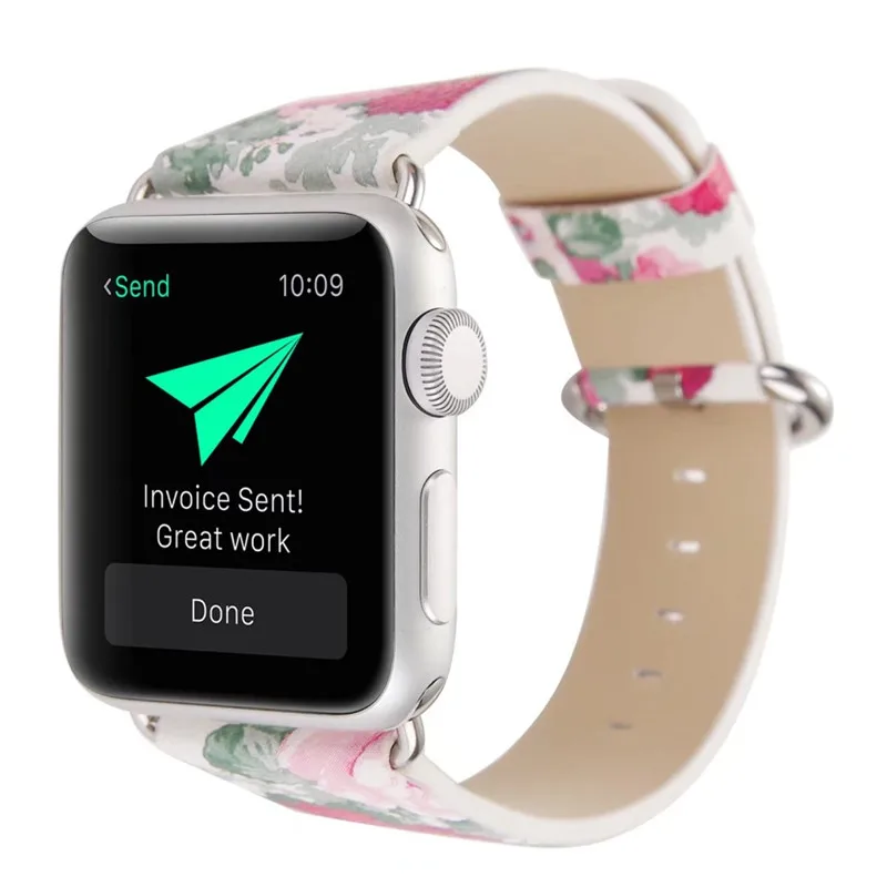 Кожаный ремешок с цветочным принтом для Apple Watch 5 4 44 мм/42 мм/40 мм/38 мм iwatch series 5 4 3 2 1 наручный браслет с цветочным принтом