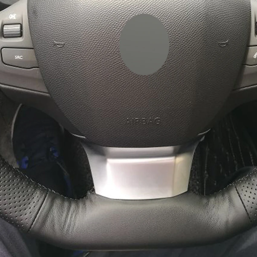 Puou черный из натуральной кожи DIY сшитый вручную чехол рулевого колеса автомобиля