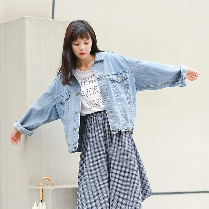 EXOTAO Rose Embroidery Denim Coat Women Autumn Washed Blue Jackets Vintage Lapel Casaco Loose Long Sleeve Abrigo Mujer Outwear | Женская