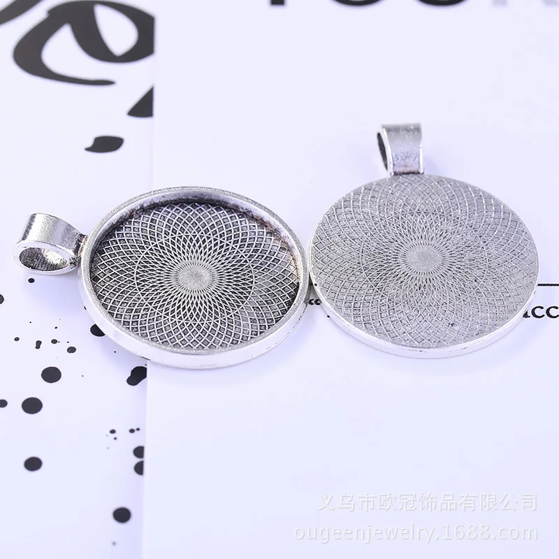 6pcs Antique silver 6 шт 25 мм Серебряный кулон лотки Круглый безель-Камея Кабошон основа Установка Подвески - Цвет: 6pcs Antique silver