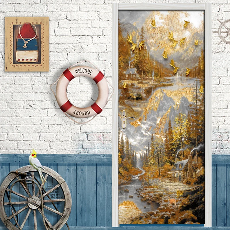 Наклейка на дверь сделай сам в скандинавском стиле Золотой город родственная