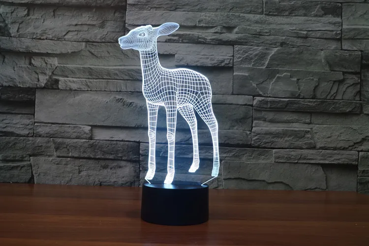 Креативная 3D лампа с оленем ночник новинка USB LED Настольная цветной сенсорный