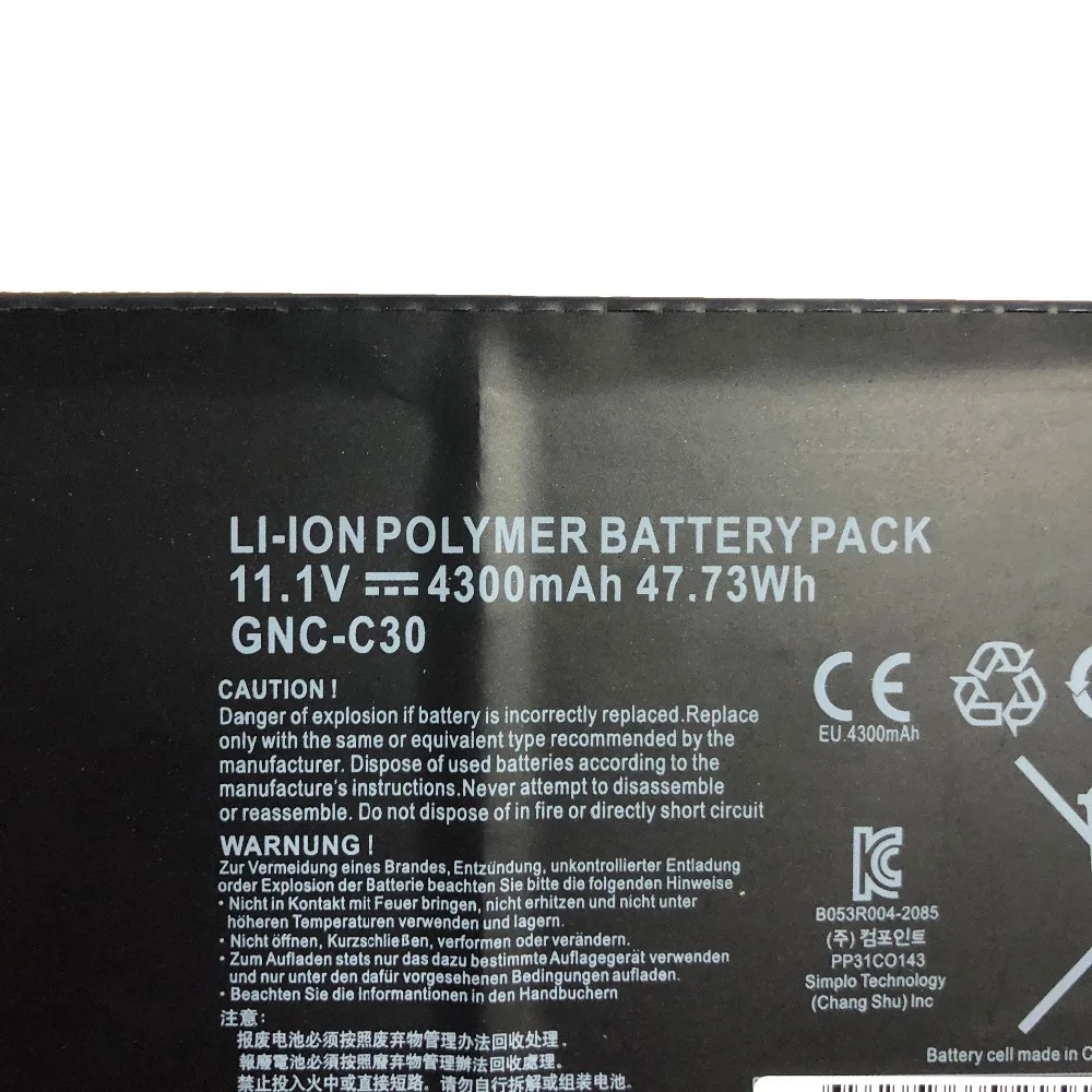 11 1 V 4300 мА/ч 47.73Wh новый оригинальный ноутбук Батарея GNC-C30 для GIGABYTE U2442 U24F P34G V2 |