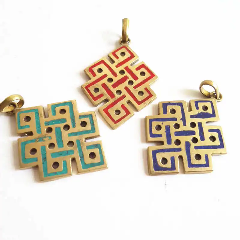 TBP751 тибетские бесконечные бриллиантовые подвески из латуни инкрустированные