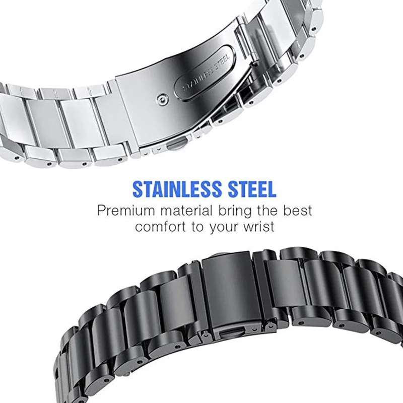 22 мм ремешки из нержавеющей стали для samsung Galaxy Watch 46 мм gear S3 Band 2 шт металлический ремешок с защитой экрана