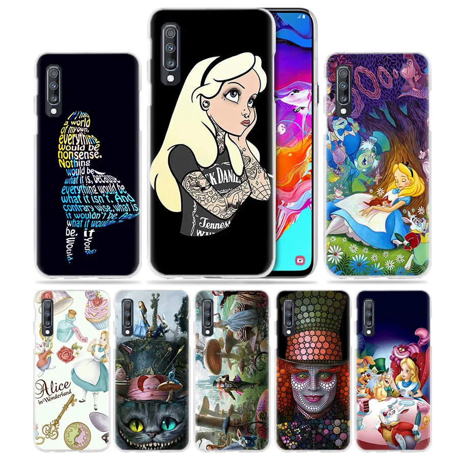 Алиса в стране чудес чехол для samsung Galaxy A50 A70 A80 A20e A60 A40 A30 A20 A10 A8 A6 плюс A9 A7 жесткий чехол с рисунком из аниме чехол для телефона
