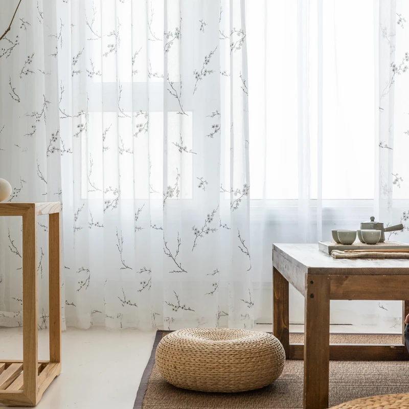 Белые мягкие занавески для гостиной сгоревшая тюлевая занавеска в японском