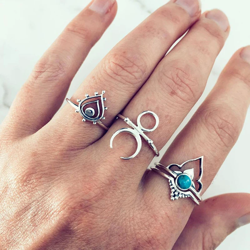 4 шт./компл. панк Луна Корона полые капли кристалл соединение серебряного цвета