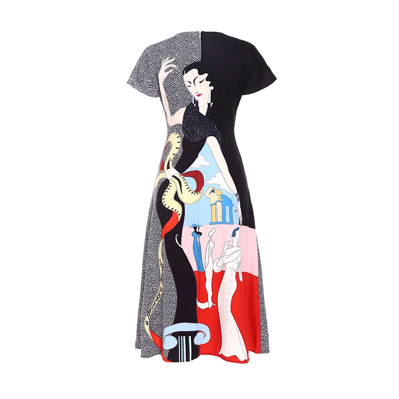 Женское подиумное платье элегантные летние платья с О-образным вырезом и