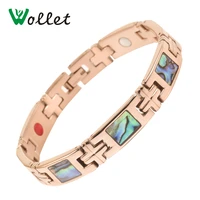 wollet jewelry energy colorful shell magnetic germanium 5 in 1 elements rose gold color 316l stainless steel bracelet for women