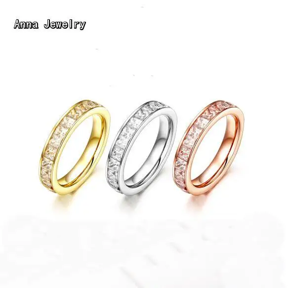 Простое дизайнерское прозрачное кольцо из цирконов металл нержавеющей стали с