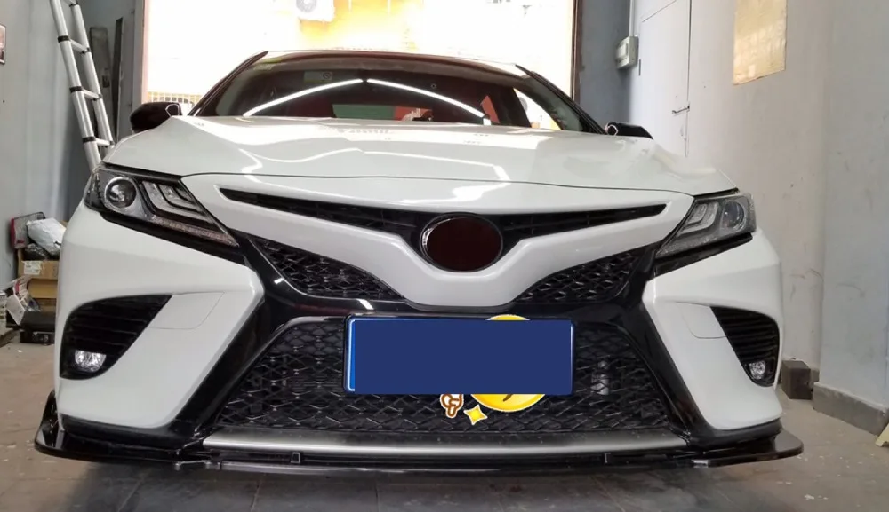 Подходит для Toyota Camry SE/XSE черный глянец/углеродное волокно ABS передний бампер для губ накладка 3 шт