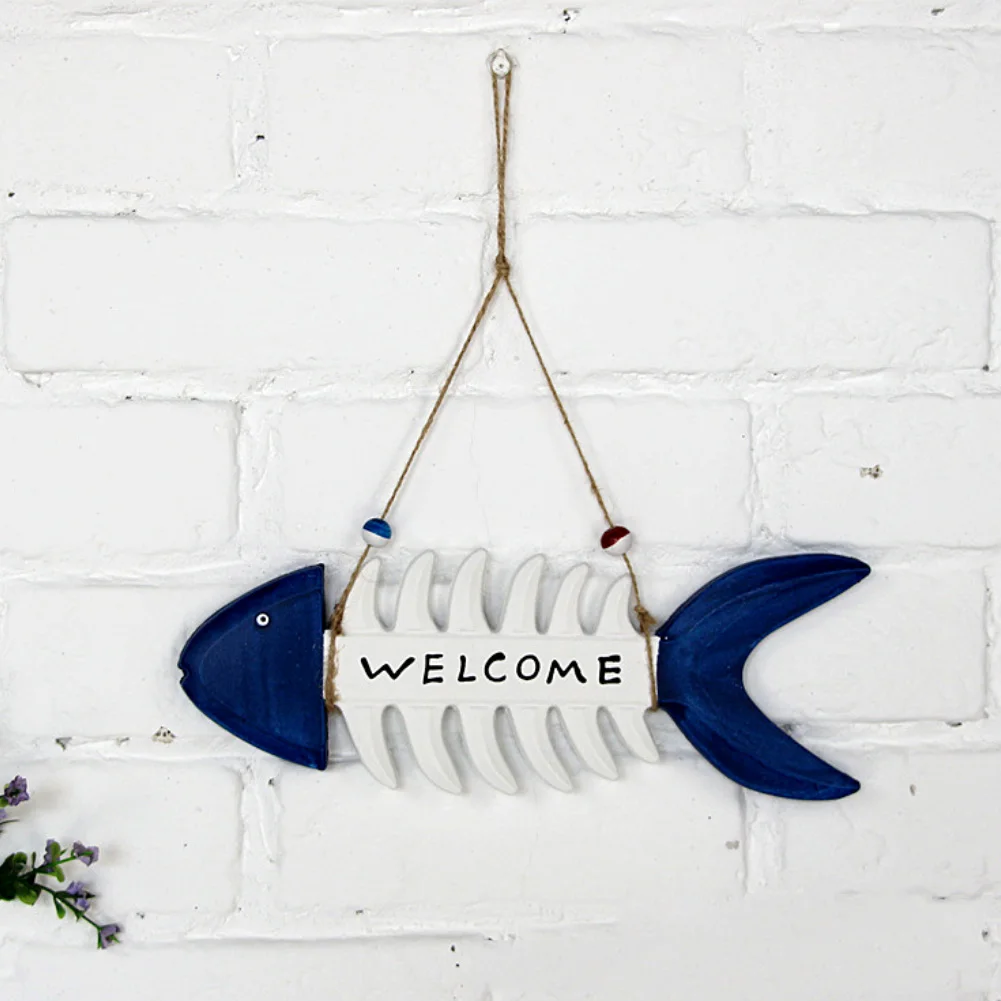 Средиземноморская рыбья кость Добро пожаловать на дверную тарелку подвесной