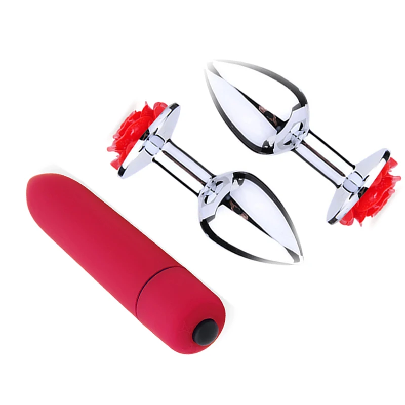 Роза Металлические анальные пробки фаллоимитатор Стимуляция клитора Вибраторы