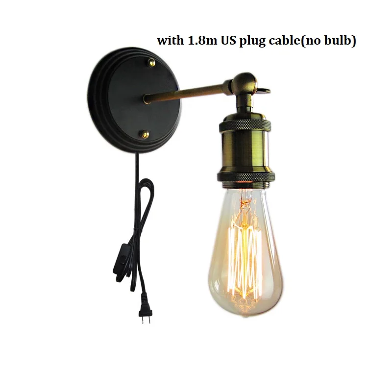 US plug no bulb По стандартам ЕС/США штекер промышленный Винтаж настенный светильник E27 110 V-240 V Спальня прикроватные лампы Гостиная Лестницы проход ретро настенный светильник светодиодный бра - Цвет абажура: US plug no bulb