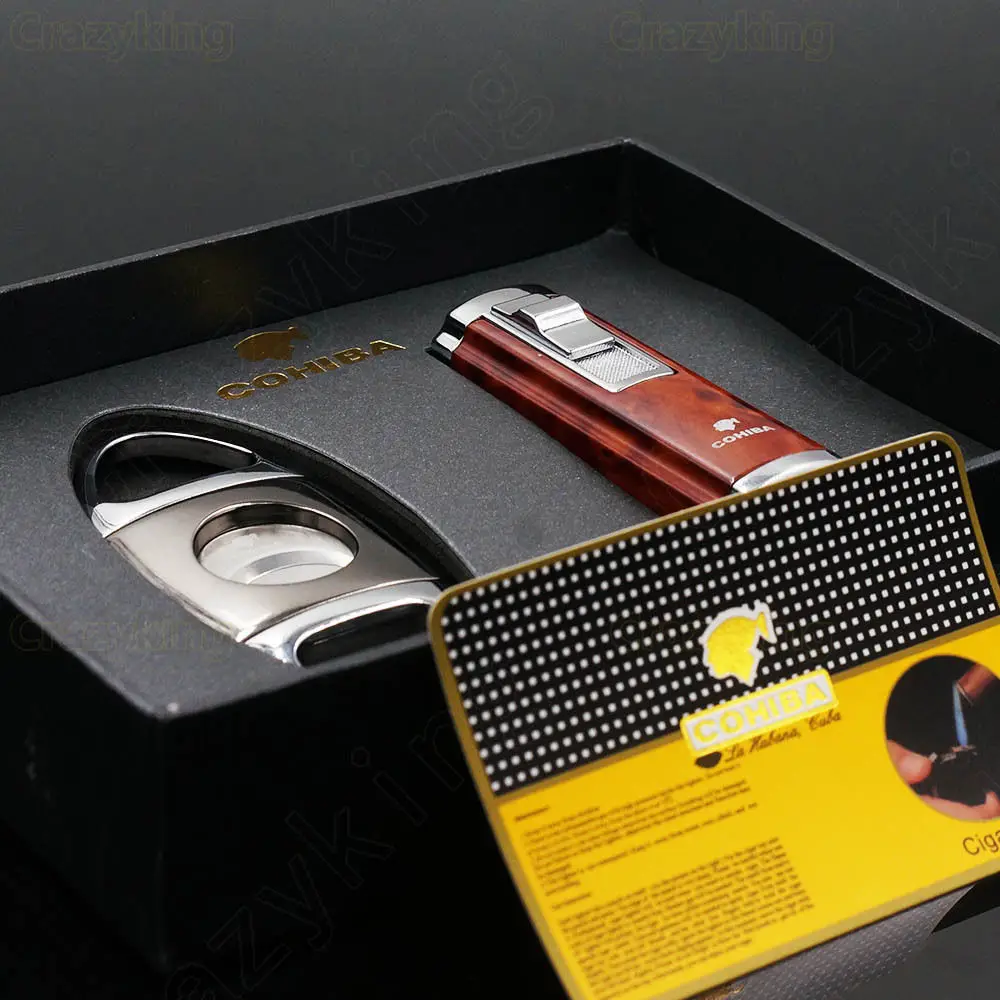 COHIBA 3 Факел JET пламя сигары зажигалка с острым резаком набор | Дом и сад