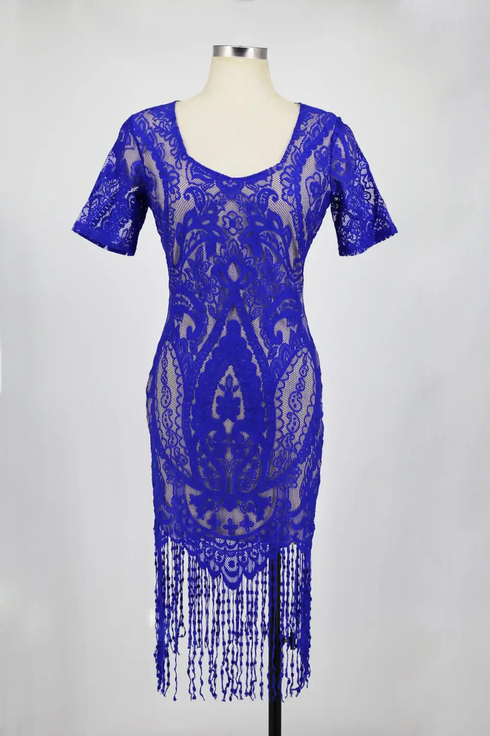 

Women's Vintage V Neck Tassel Hem Lace Dress Sheath Bodycon Dress Women Cocktail Party Dresses