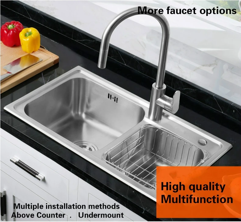 Free shipping Standard kitchen double groove sink wash the dishes durable 304 food grade stainless steel hot sell 700x400 MM |