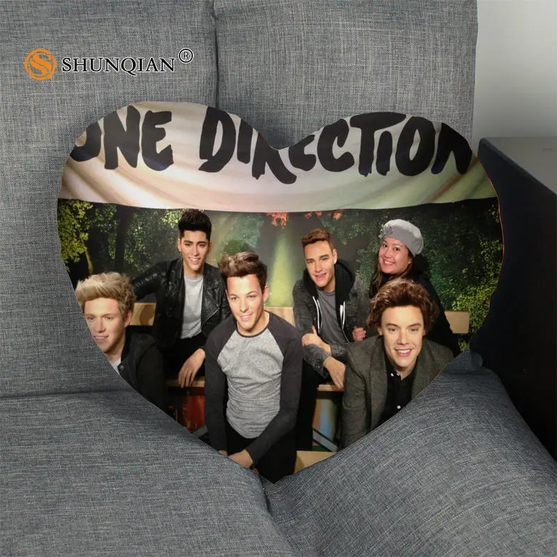 Горячая Распродажа One Direction в виде сердца Форма Наволочка на заказ молния Размер 41