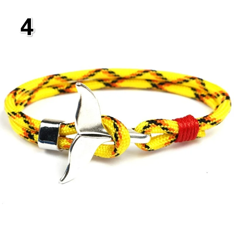 Fashion Whale Tail Anchor Bracelets Men Women Charm Nautical Survival Rope Chain Paracord Bracelet Male Wrap Metal Hooks | Украшения и