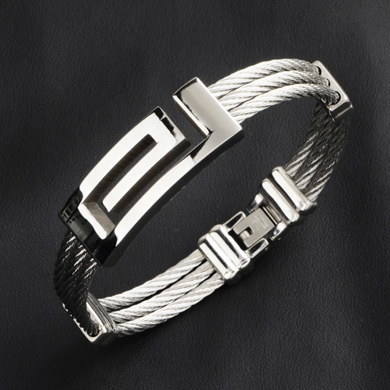 10 шт./лот Серебряный Проволочный Кабель из нержавеющей стали мужские полностью