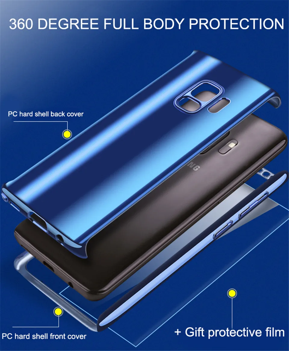 Жесткий чехол на 360 градусов из поликарбоната для samsung Galaxy S10 S9 S8 Plus S10E S7Edge с зеркальным покрытием для samsung A5 A7