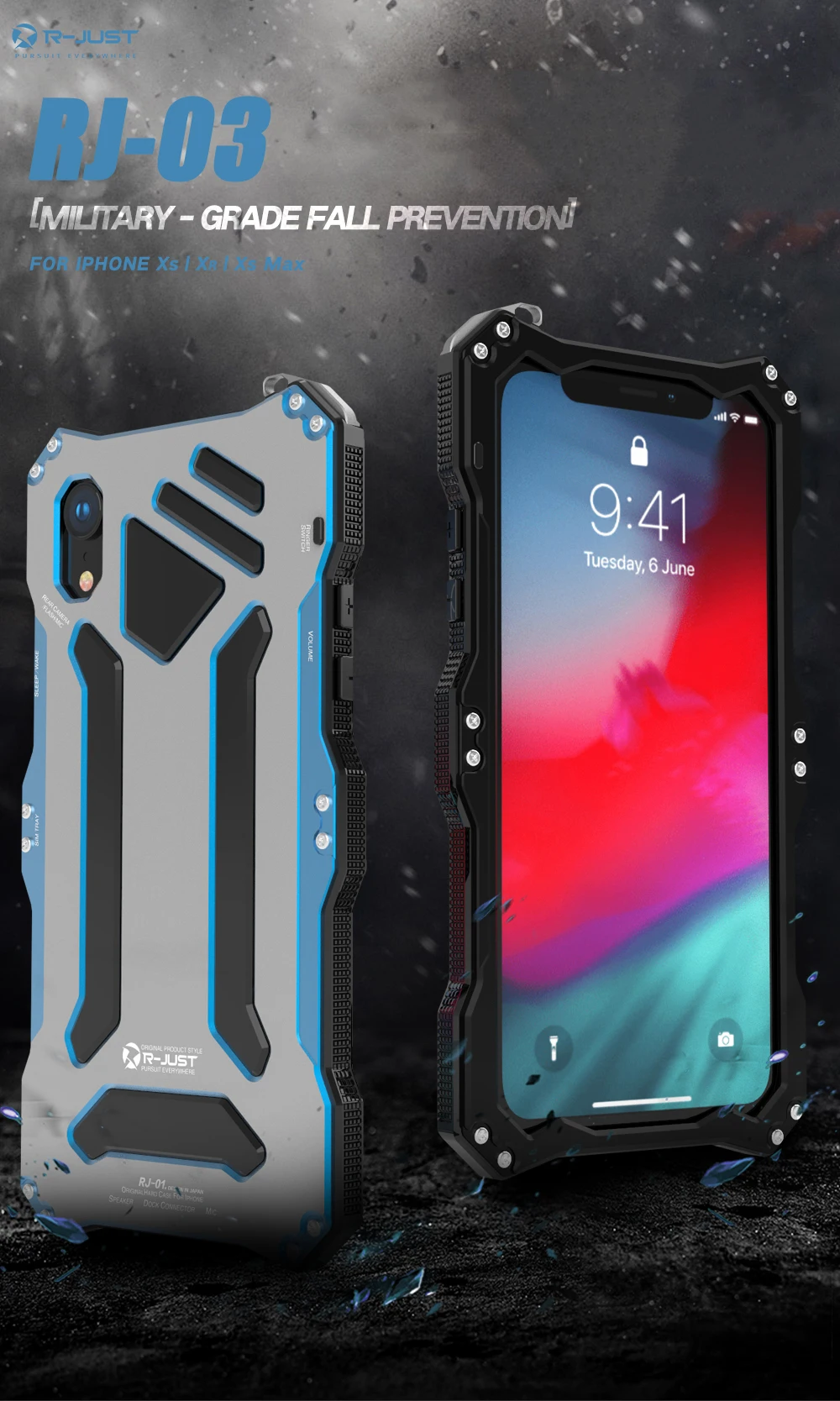 R-JUST для iPhone XS Max чехол Роскошный Жесткий металлический алюминиевый сплав силиконовый защитный чехол для телефона для iPhone X XR задняя крышка