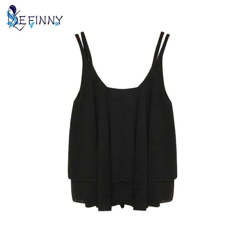 Женские шифоновые топы EFINNY двухслойные свободные однотонные без рукавов на