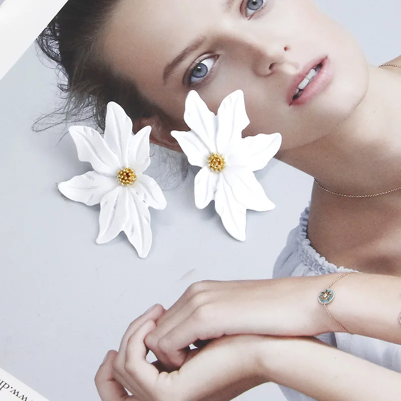2019 design multicolor new hot womens fashion earrings new arrival brand double leaf flower dangle earrings free global shipping