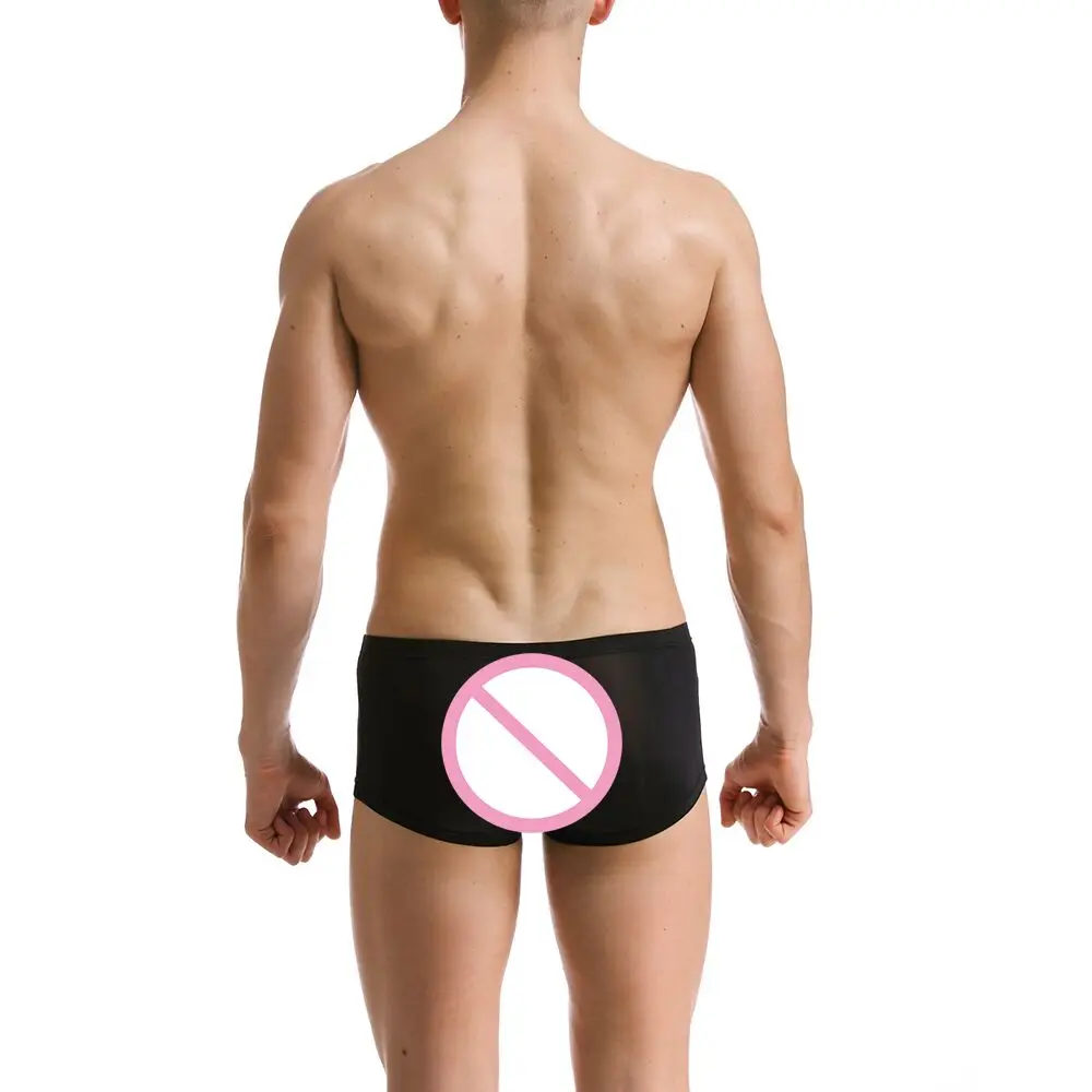 Мужские 2018 ультратонкие дышащие трусы прозрачный ледяной шелк Boxer однотонное