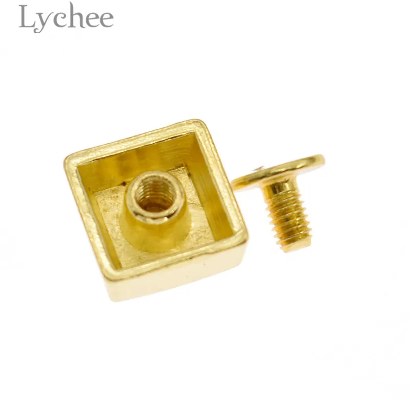 Lychee 20 шт. квадратные металлические заклепки винты золотого цвета DIY кожевенное