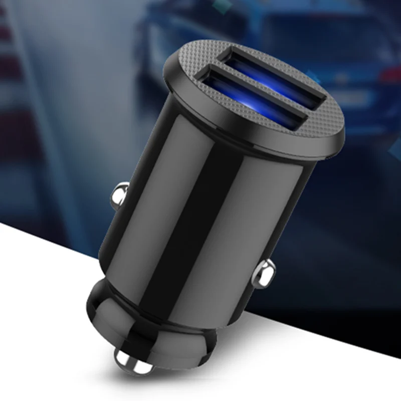 Black Автомобильное зарядное устройство Mini Dual USB, универсальное автомобильное зарядное устройство с быстрой зарядкой 3,1 а для iPhone, samsung, Xiaomi, автомобильное зарядное устройство с быстрой зарядкой - Тип штекера: Black