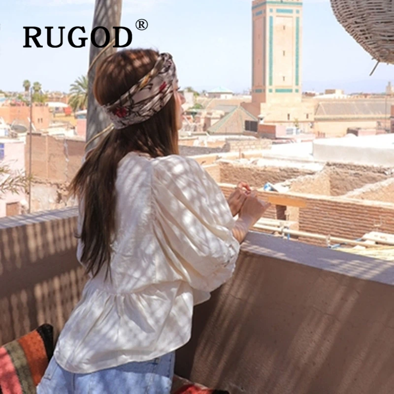 Женская блузка с рукавами фонариками RUGOD летняя в Корейском стиле v образным вырезом 2019|Блузки| |