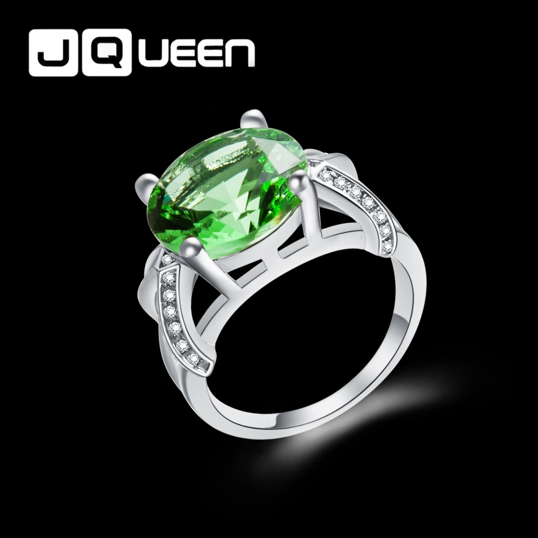 1 шт. зеленые стразы посеребренное кольцо Bijoux Модные полые круглые кольца размер 6