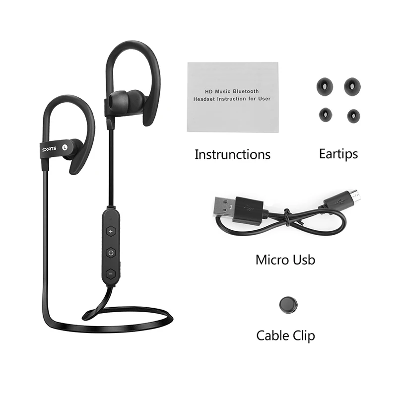 Duszake LY15 беспроводные Bluetooth наушники спортивные ушные-гарнитура с прищепкой бас