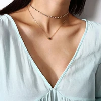 fashion simple sexy flash heart clavicle trinket gold color chain choker jewelery pendant neckless woman layered necklace