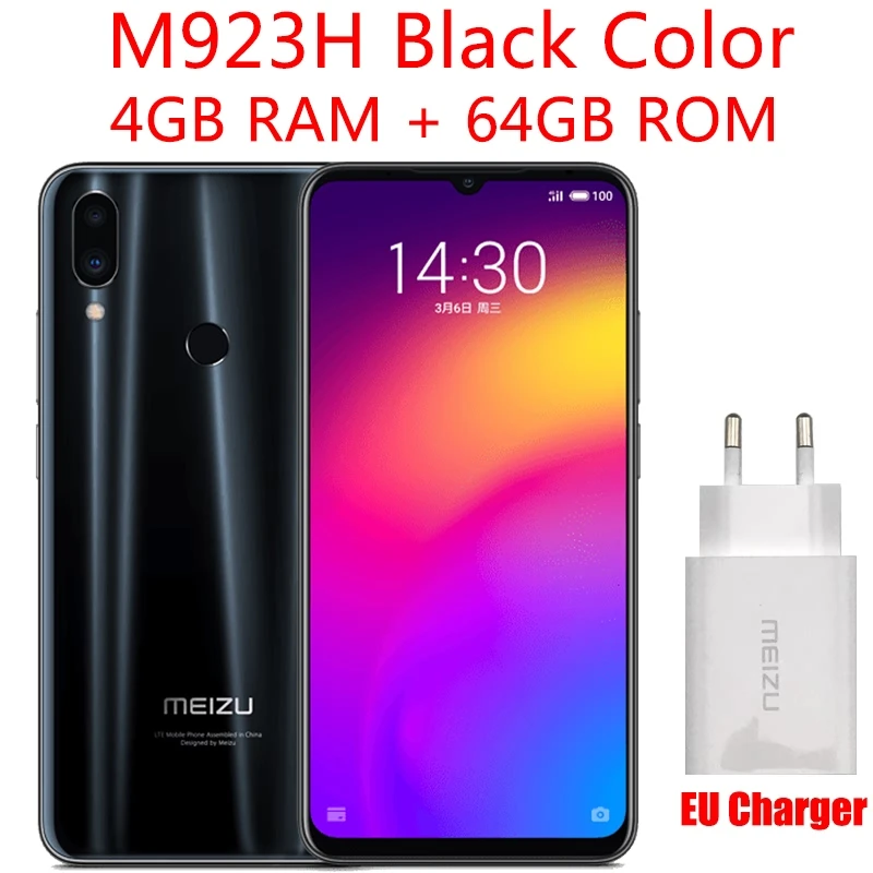 Meizu Note 9, 4G LTE, 4 Гб ОЗУ, 64 Гб ПЗУ, Восьмиядерный процессор Snapdragon 675, экран 6,2x2244 p, 1080 МП камера, отпечаток пальца, сотовый телефон - Цвет: M923H Black 4G 64G
