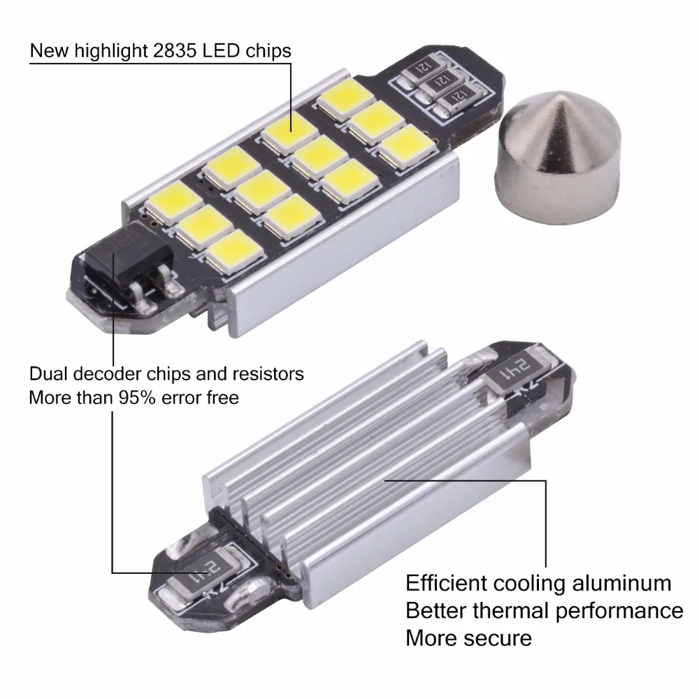 2 шт. Автомобильные светодиодные гирлянды из алюминия 1 72 дюйма 41 мм|interior car lights|car