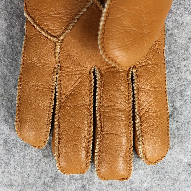 2018 зимние мужские теплые перчатки из 100% натуральной кожи овечьей шерсти для