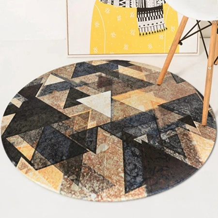 Carpet2 Европейские круглые ковры коричневый желтый серый Tapete винтажные геометрические Нескользящие Коврики для дома, спальни, коврики для ног - Цвет: Carpet2