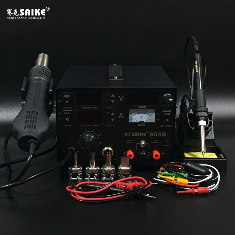 SAIKE 909D 3 в 1 горячий воздух паяльная станция переработанные станции De паяльная станция постоянного тока Регулируемый источник питания 15V 1A - Цвет: Package 1