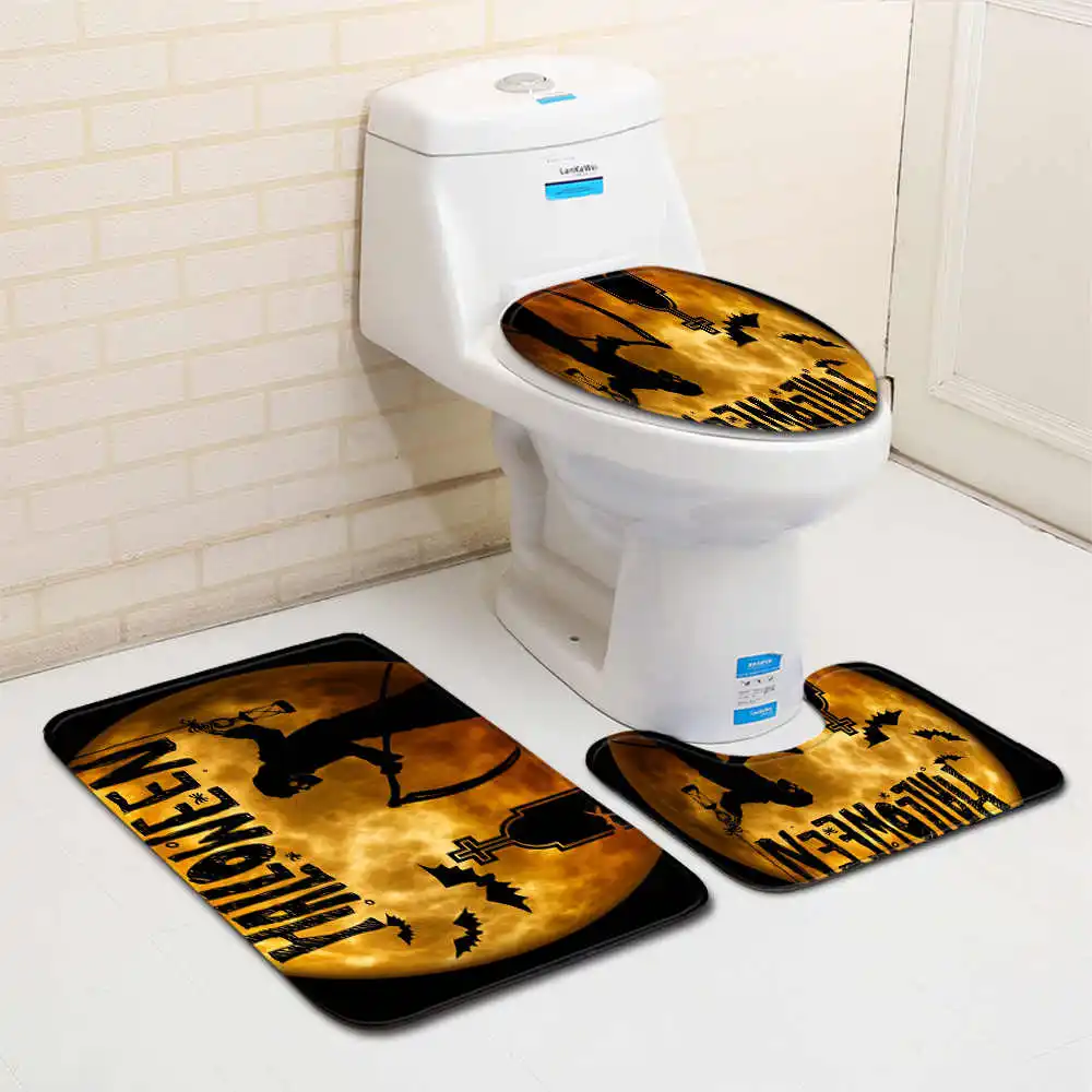 3 шт./компл. Набор ковриков для ванной на Хэллоуин с черепом фланелевый