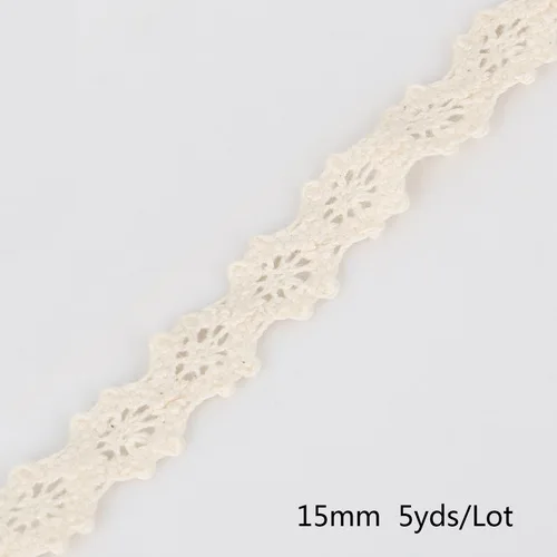 Ivory14 15mm 5 ярдов/партия, белые, черные, бежевые хлопковые кружева, отделка, сделай сам, домашняя одежда, края, обертывание, хлопок, лента, хлопок, материал - Цвет: Ivory14 15mm