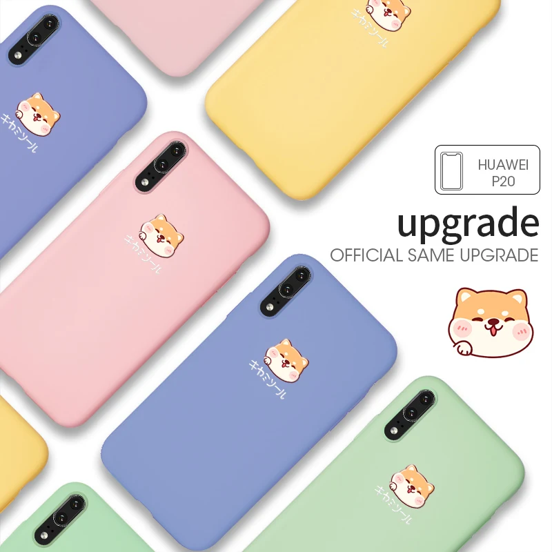 Cute Liquid Silicone Case For Huawei P20 P30 Lite Pro Dogs Plain Clear Cover Honor 8X 10 lite Mate 20 |