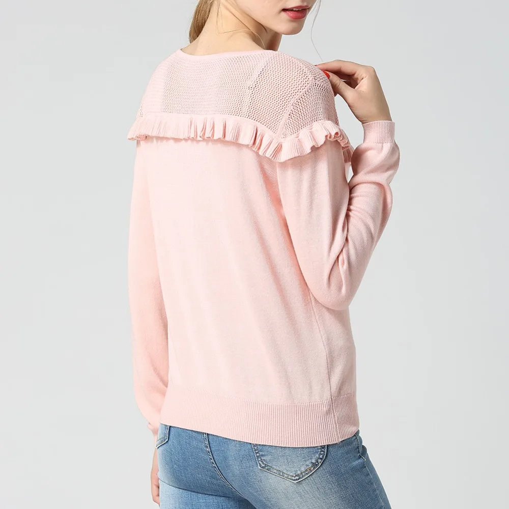 Donnalla Autumn Off Shoulder Knitted Sweaters Women Ruffles Long Sleeve Bodycon Sweater Tops Ladies Solid Pullovers | Женская одежда